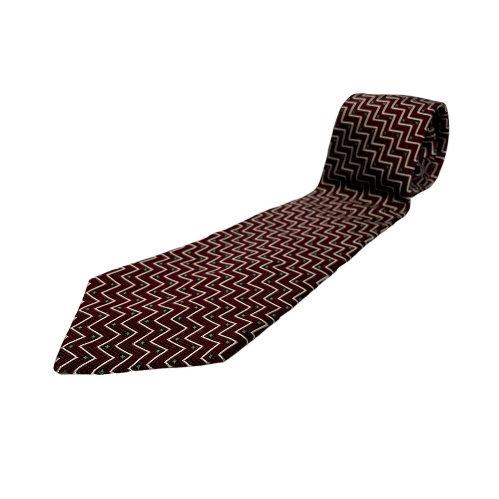 Polo Ralph Lauren Neck Tie Mens Maroon Green Geometric Silk Made in USA Business